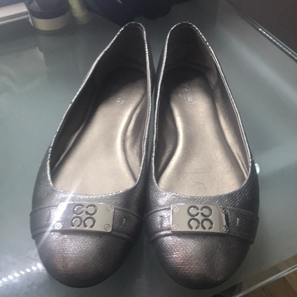 Coach Shoes - Coach Pewter London Pebbles Metal Flats